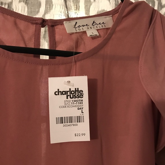 Charlotte Russe Mauve/Pink Cold Shoulder Blouse - Picture 3 of 5